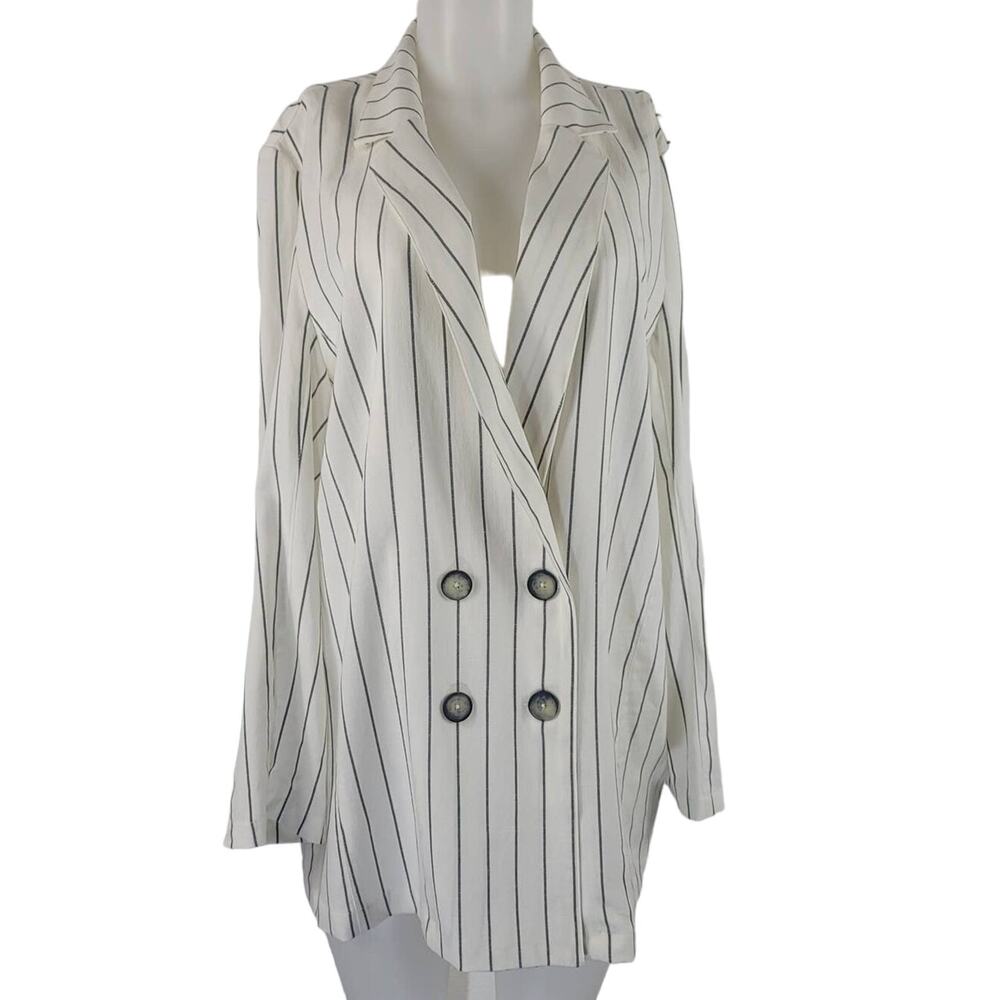 Mossimo White/Navy Pine Strip Double Breasted Blazer XXL NWT - Picture 1 of 3